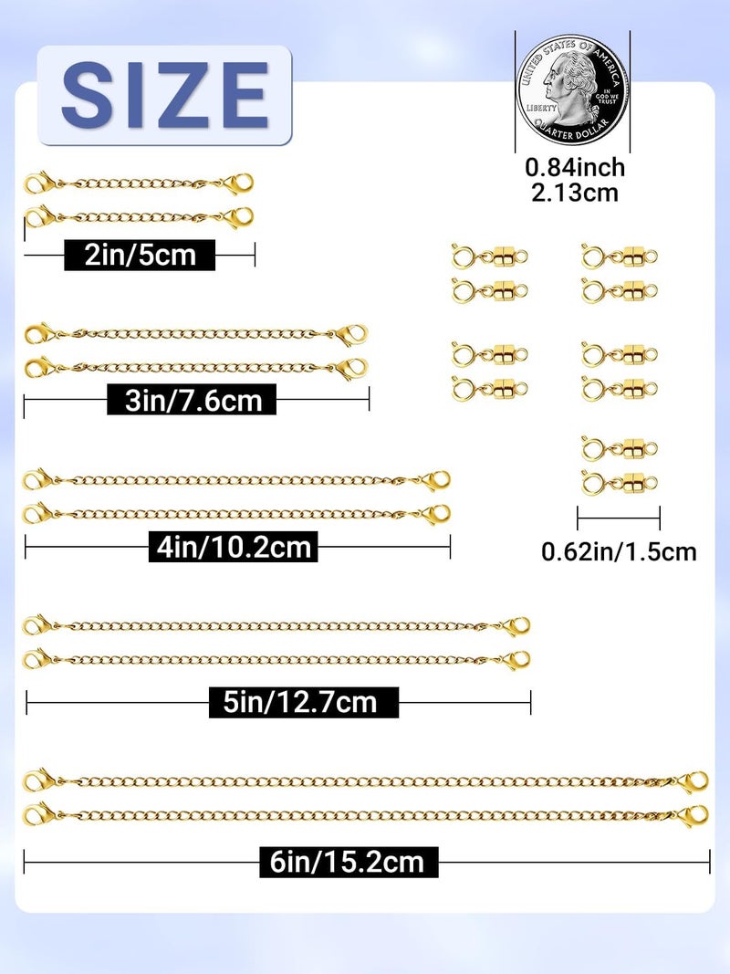 Evnlo Necklace Extender and Magnetic Necklace Clasp,Gold Chain Extenders for Necklaces Bracelet Jewelry - Image 2